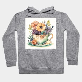 Whimsical Teacup With Flowers Hoodie